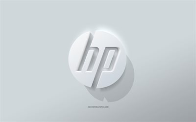HP-logo, Hewlett-Packard, valkoinen tausta, HP 3d -logo, 3d-taide, HP, 3D-HP-tunnus, Hewlett-Packard-logo