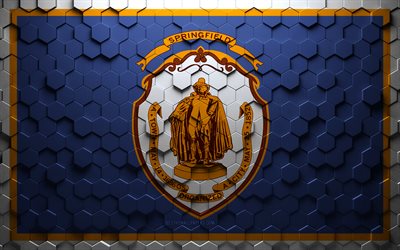 Flag of Springfield, Massachusetts, honeycomb art, Springfield hexagons flag, Springfield, 3d hexagons art, Springfield flag