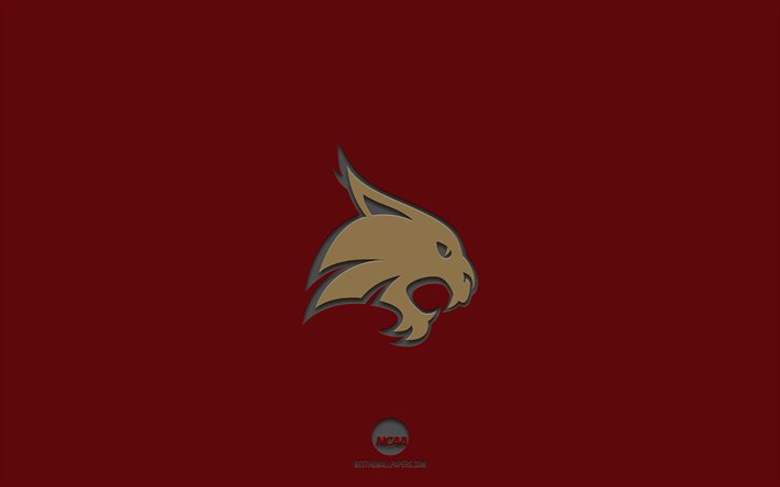 Texas State Bobcats, viininpunainen tausta, amerikkalainen jalkapallojoukkue, Texas State Bobcats -tunnus, NCAA, Texas, USA, amerikkalainen jalkapallo, Texas State Bobcats -logo