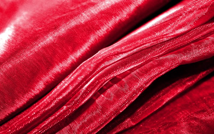 vaaleanpunainen aaltoileva kangastausta, 4K, aaltoileva kudosrakenne, makro, vaaleanpunainen tekstiili, kangas aaltoilevat tekstuurit, tekstiilikuviot, kangasrakenteet, vaaleanpunaiset taustat, kangastaustat