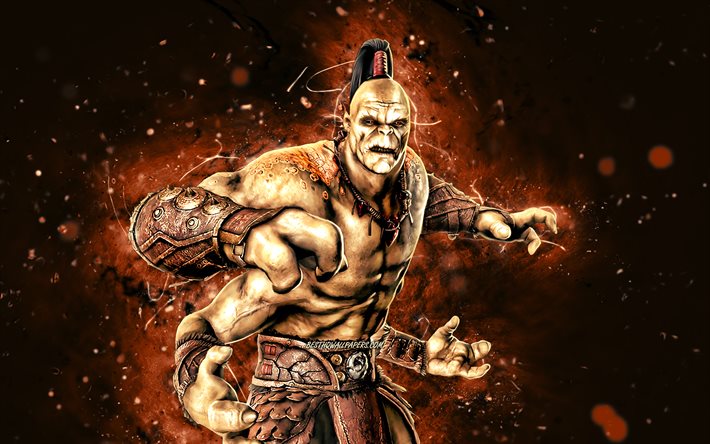 Goro, 4k, n&#233;ons marron, Mortal Kombat Mobile, jeux de combat, MK Mobile, cr&#233;atif, Mortal Kombat, Goro Mortal Kombat