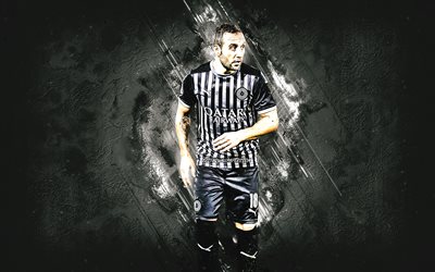 Santi Cazorla, Al Sadd SC, calciatore spagnolo, centrocampista, Qatar, calcio, sfondo grigio pietra
