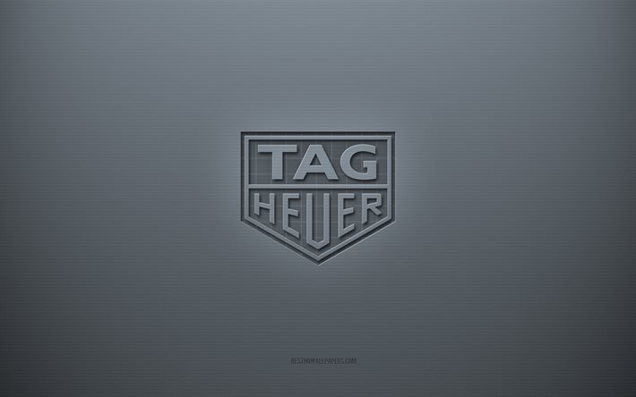 TAG Heuer logosu, gri yaratıcı arka plan, TAG Heuer amblemi, gri kağıt dokusu, TAG Heuer, gri arka plan, TAG Heuer 3d logosu