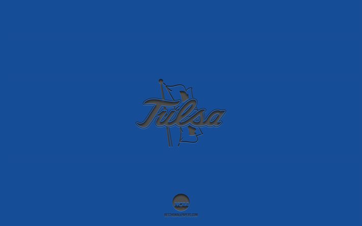 Tulsa Golden Hurricane, sfondo blu, squadra di football Americano, emblema Tulsa Golden Hurricane, NCAA, Oklahoma, USA, football Americano, logo Tulsa Golden Hurricane