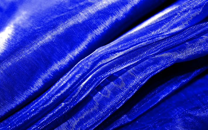 ダークブルーの波状生地の背景, 4k, 波状組織のテクスチャ, マクロ, ダークブルーのテキスタイル, 生地の波状のテクスチャ, テキスタイルテクスチャ, 生地の質感, 濃い青の背景, 生地の背景
