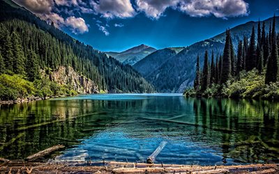 Europe, Alps, summer, HDR, beautiful nature, mountains, forest, lake