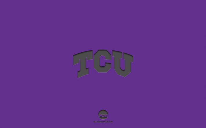 TCU Horned Frogs, sfondo viola, squadra di football Americano, emblema TCU Horned Frogs, NCAA, Texas, USA, football Americano, logo TCU Horned Frogs