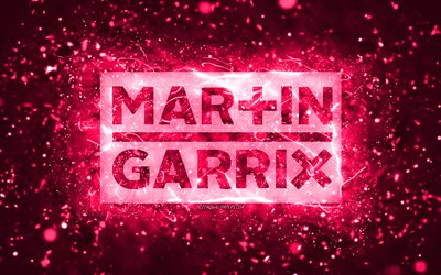Martin Garrix pink logo, 4k, dutch DJs, pink neon lights, creative, pink abstract background, Martijn Gerard Garritsen, Martin Garrix logo, music stars, Martin Garrix