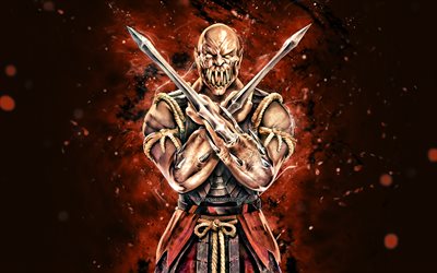 Baraka, 4k, n&#233;ons marron, Mortal Kombat Mobile, jeux de combat, MK Mobile, cr&#233;atif, Mortal Kombat, Baraka Mortal Kombat