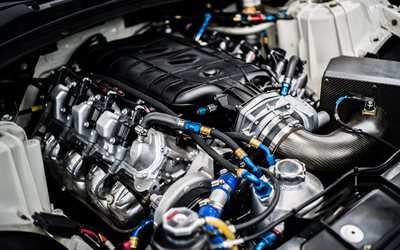 sports car engine, engine turbines, modern engines, Chevrolet Camaro ZL1 1LE, 2018, Chevrolet