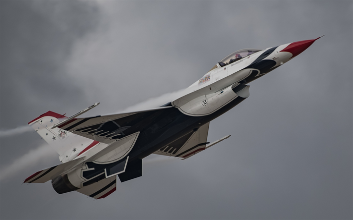general dynamics f-16, fighting falcon, thunderbird, f-16, american fighter, 4 generation, us air force, milit&#228;r-flugzeug