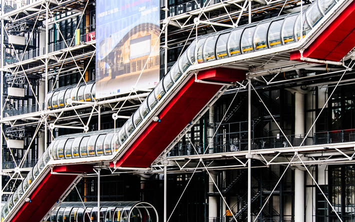Pariisi, 4k, Pompidou-Keskus, moderni arkkitehtuuri, Ranska