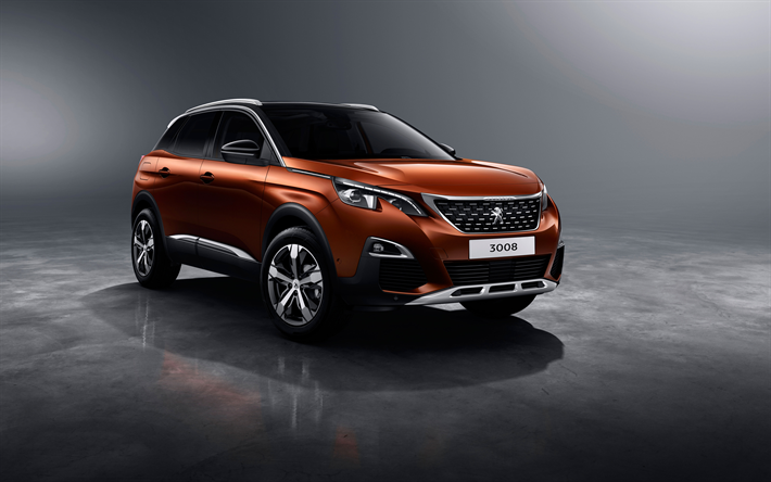 Peugeot 3008, 4k, 2018 cars, crossovers, brown 3008, french cars, Peugeot