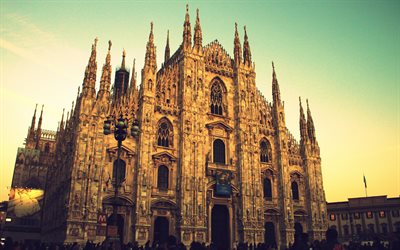Duomo, cathedral church, 4k, Duomo di Milano, Milan, Italy