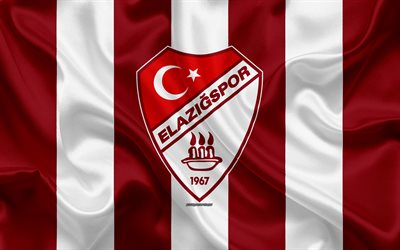 Elazigspor, 4k, شعار, نسيج الحرير, التركي لكرة القدم, الأحمر الداكن الراية البيضاء, 1 الدوري, بمؤسسة tff الدوري الأول, إيلازيغ, تركيا, كرة القدم