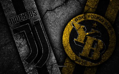 Juventus vs Young Boys, Champions League, Group Stage, Round 2, creative, Juventus FC, Young Boys FC, black stone