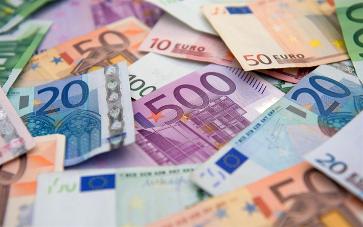 euro, mountain of money, european currency, euro area, finance concepts, banknotes, currency, EUR