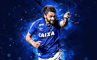 Rafael Sobis, abstract art, brazilian footballer, Cruzeiro FC, soccer, Brazilian Serie A, Sobis, football, neon lights, Brazil