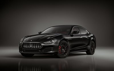 Maserati Ghibli, 2018, black sports sedan, front view, exterior, tuning, Ghibli Ribelle, Maserati