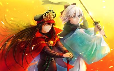 Okita Soji, Oda Nobunaga, artwork, Fate Grand Order, manga, TYPE-MOON, Fate Series