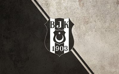 بيشكتاش JK, الجرونج الفن, التركي لكرة القدم, شعار, الجدار الملمس, الأسود والأبيض خلفية, اسطنبول, تركيا