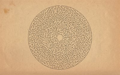 labirinto, papel retr&#244;, textura de papel antigo, textura papiro, conceitos de labirinto, fundo de papel