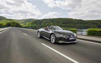 2021, Lexus LC Convertible, front view, exterior, gray convertible, new gray LC500, japanese cars, Lexus