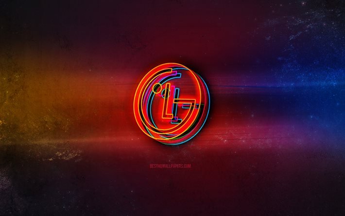 Logo LG, arte al neon leggera, emblema LG, logo neon LG, arte creativa, LG
