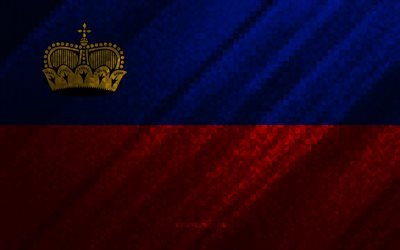 Flag of Liechtenstein, multicolored abstraction, Liechtenstein mosaic flag, Europe, Liechtenstein, mosaic art, Liechtenstein flag