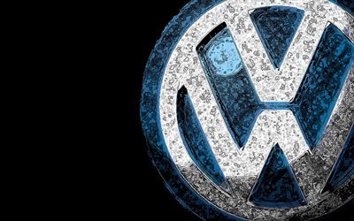 Volkswagen, emblem, grunge, logo