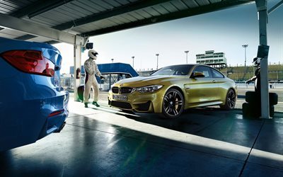 BMW M3, 2016, yellow bmw, sport cars, racing track, BMW