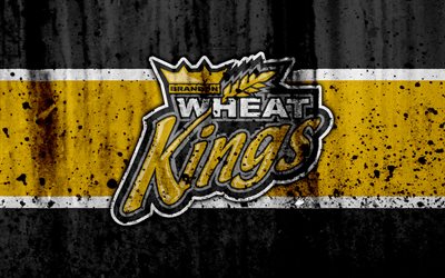 Brandon Wheat Kings, 4k, grunge, WHL, j&#228;&#228;kiekko, art, Kanada, logo, kivi rakenne, Western Hockey League
