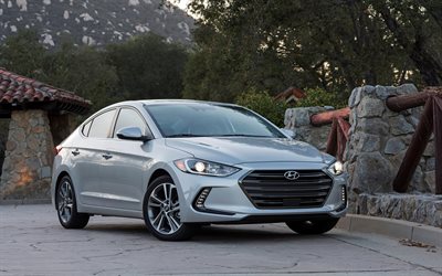 Hyundai Elantra, a&#241;o 2018, limusina, plata nueva Elantra, 4k, corea del Sur autom&#243;viles, Hyundai