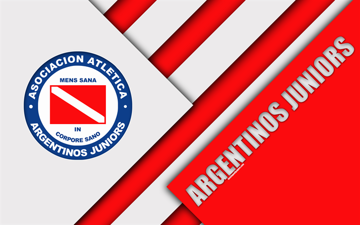 Argentinosジュニア, AAAJ, アルゼンチンサッカークラブ, 4k, 材料設計, 赤白の抽象化, ブエノスアイレス, アルゼンチン, サッカー, アルゼンチンSuperleague, 第一事業部
