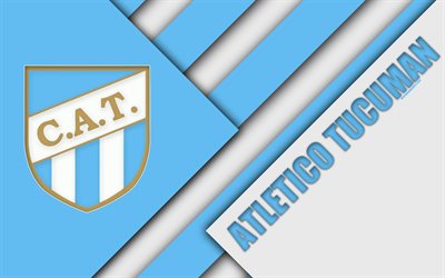 Club Atletico Tucuman, Argentine football club, 4k, material design, blue white abstraction, San Miguel de Tucuman, Argentina, football, Argentine Superleague, First Division