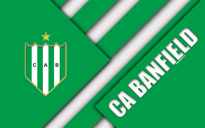Club Atletico Banfield, Argentine football club, 4k, material design, green white abstraction, Banfield, Argentina, football, Argentine Superleague, First Division