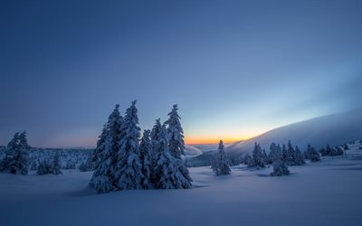 winter, mountain landscape, snow, winter landscape, Poland, Karkonosze Mountains, Karkonosze National Park