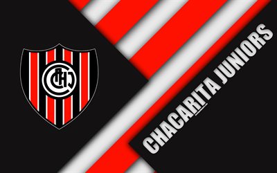 Chacarita Juniors, malzeme tasarımı, kırmızı siyah soyutlama, Arjantinli Futbol Kul&#252;b&#252;, 4k, Villa Maip&#250;, Arjantin, futbol, Arjantin Superleague, İlk B&#246;l&#252;m&#252;