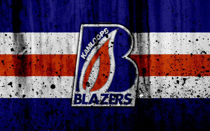 Kamloops Blazers, 4k, grunge, WHL, hockey, art, Canada, logo, stone texture, Western Hockey League