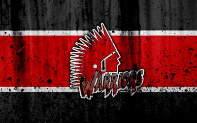 Moose Jaw Warriors, 4k, grunge, WHL, hockey, art, Canada, logo, stone texture, Western Hockey League