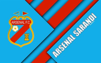 Arsenal Sarandi, Arjantinli Futbol Kul&#252;b&#252;, 4k, malzeme tasarım, Mavi Kırmızı soyutlama, Sarandi, Arjantin, futbol, Arjantin Superleague, İlk B&#246;l&#252;m&#252;