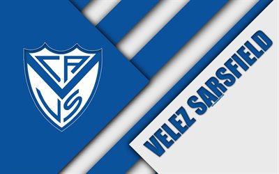 CA Velez Sarsfield, Argentine football club, 4k, material design, white blue abstraction, Buenos Aires, Argentina, football, Argentine Superleague, First Division