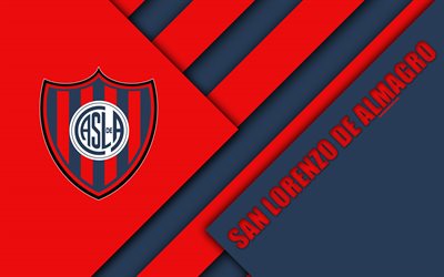 San Lorenzo de Almagro, Argentine football club, 4k, material design, red blue abstraction, Buenos Aires, Argentina, football, Argentine Superleague, First Division