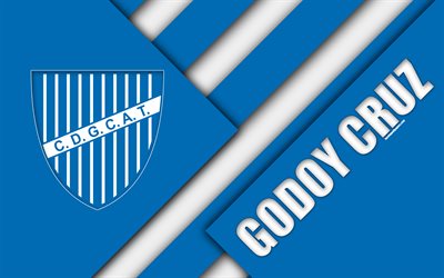 Godoy Cruz Antonio Tomba, Argentina, white blue abstraction, Argentine football club, 4k, material design, football, Argentine Superleague, First Division