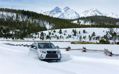 4k, Subaru Forester XT, offroad, 2018 otomobil, SUV, kış, yeni Forester, Subaru