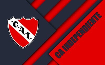 CA Independiente, Avellaneda, Argentiinan jalkapallo club, 4k, materiaali suunnittelu, punainen valkoinen abstraktio, Argentiina, jalkapallo, Argentiinan Superleague, Ensimm&#228;inen Jako