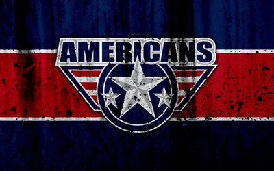 Tri-City-Americanos, 4k, grunge, WHL, h&#243;quei, arte, Canada, logo, textura de pedra, Western Hockey League