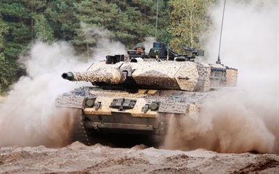 Leopard 2A7, sand kamouflage, 4k, Tysk stridsvagn, Tyska arm&#233;n, moderna tankar