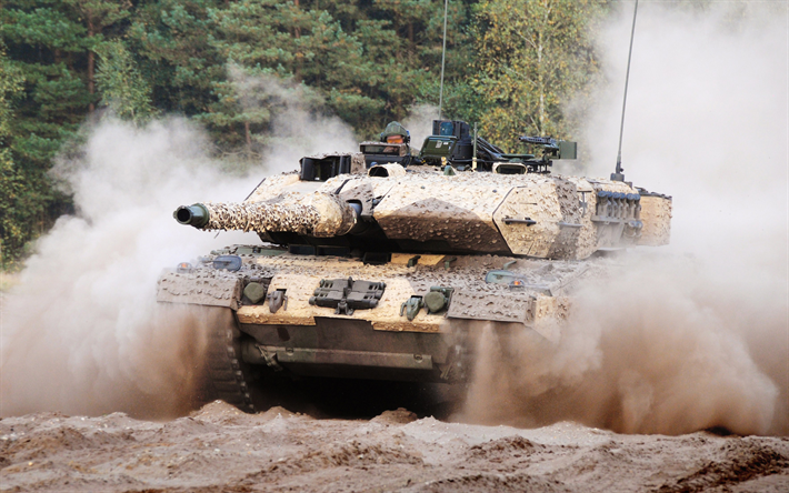 Leopard 2A7, sable, camouflage, 4k, allemand principal char de combat de l&#39;arm&#233;e de terre allemande, moderne r&#233;servoirs