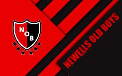 Newells Old Boys, red black abstraction, Rosario, Argentina, Argentinian football club, 4k, material design, football, Argentine Superleague, First Division